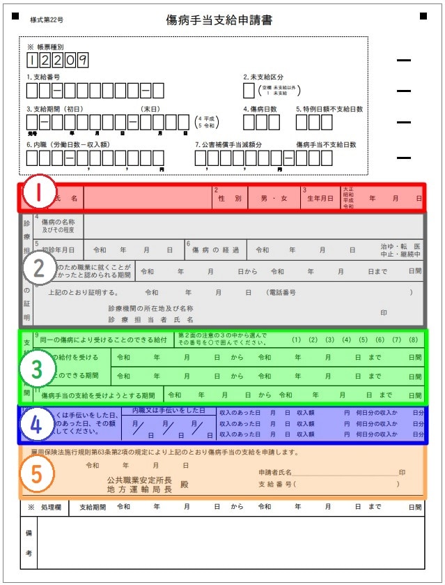 ハローワーク 傷病手当支給申請書の書き方を記入例付で解説