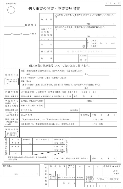 個人事業主から会社員に 個人事業の廃業届出書 の書き方と記入例